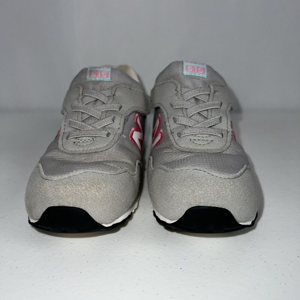 New Balance 515 Unisex Kids Gray/Pink Hook & Loop Sneakers US 8.5